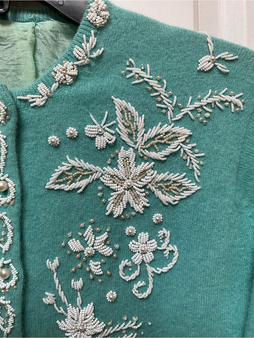 Vintage 50’s-60’s Glass Beaded Cardigan - Picture 8 of 15